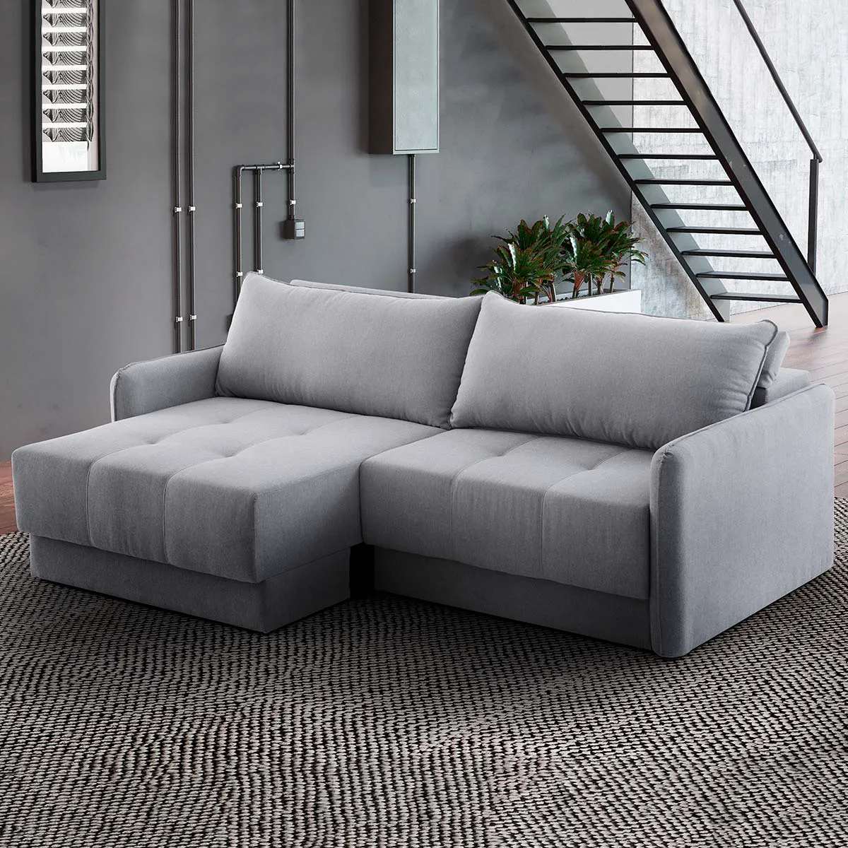 Sofá retrátil 4 lugares (sugestão na cor cinza)